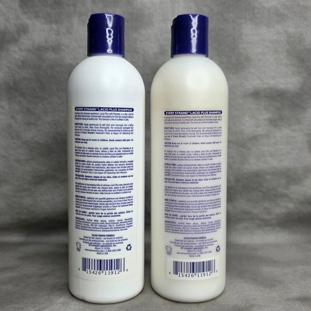 (X2) Every Strand Lacio Plus Creme Shampoo‎ w/Placenta 12 oz
